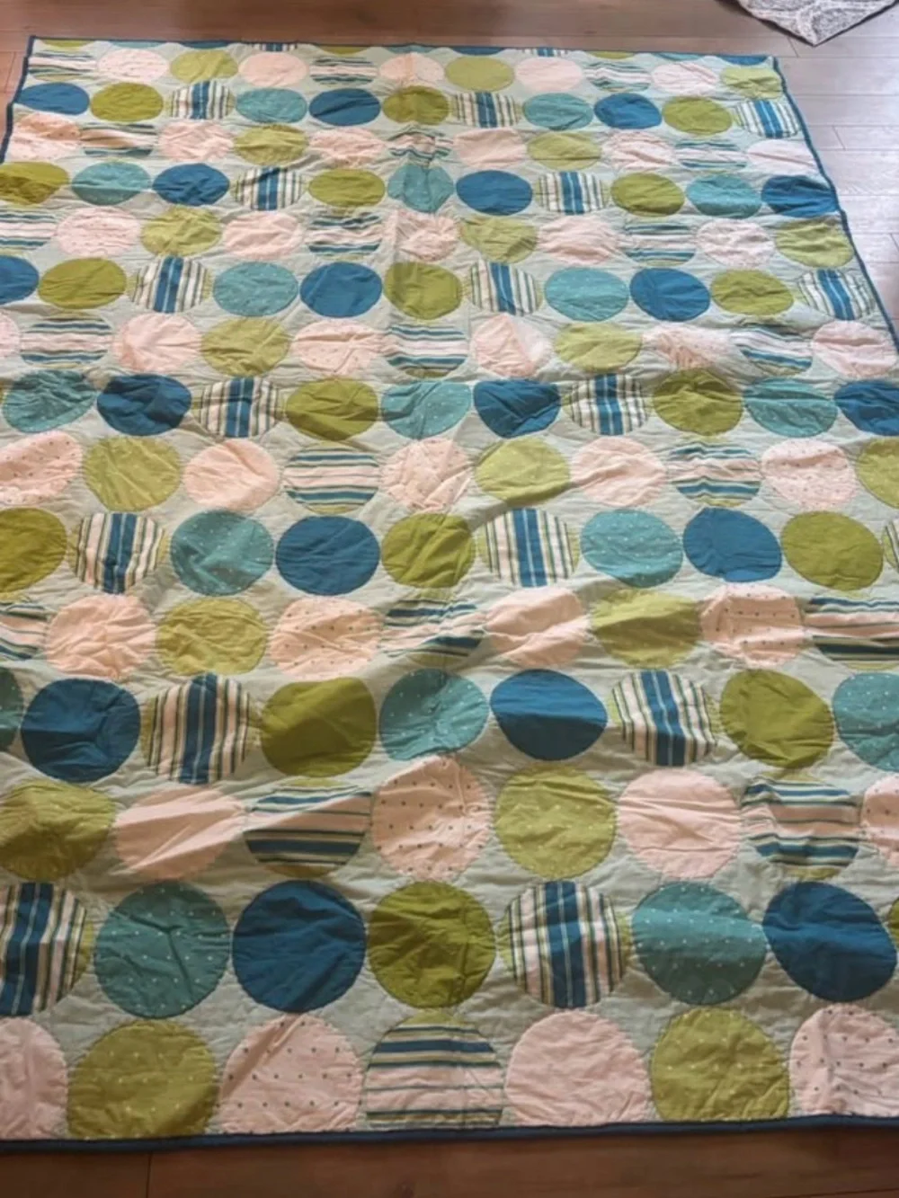 Circo Polka Dot Quilt in Blue, Green, and Cream